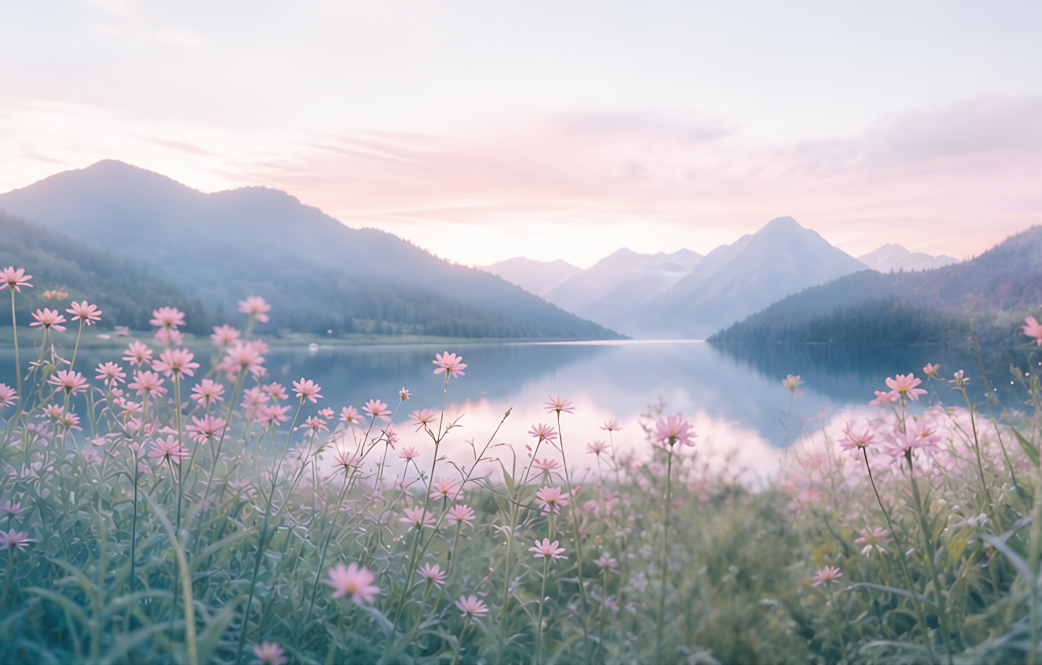 Bergsee im Morgenlicht